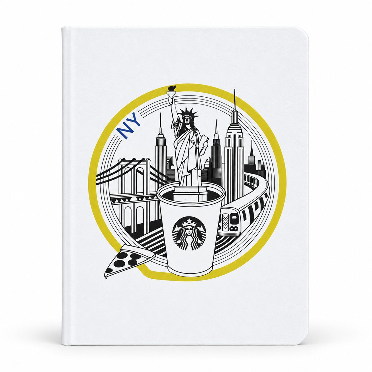 #6 "NY + Starbucks" — white hardcover notebook